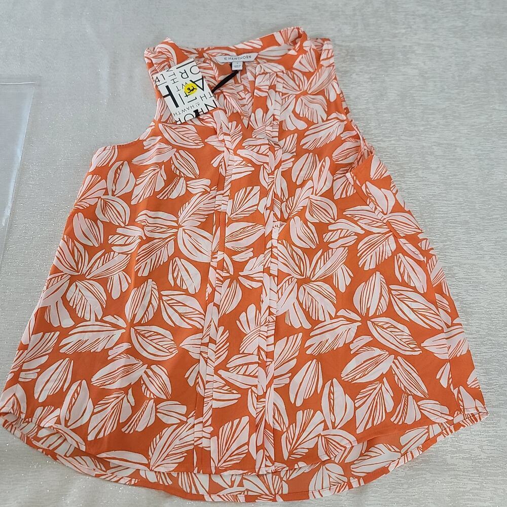 41 Hawthorn Stitch Fix tropical print orange tank size small Resort wear office - Picture 6 of 7